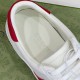 Gucci Leather Trainer Insole Detail in white and red Detailed view of white inner lining and embossed Gucci footbed branding in white and red