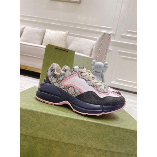 Replica Gucci 8168 GGCC-106 Buddha Luxury Replica Gucci Trainers Rhyton Gg-Monogram Leather-Trim Canvas – Gcc106 Uk - 8168 - Buddha Luxury
