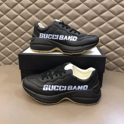 Gucci Leather Rhyton Band Chunky Sole Black Trainers