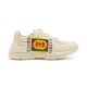 Gucci Rhyton Ivory Leather Trainer Profile Gucci Rhyton Ivory Leather Logo Print Low Top Trainer side view
