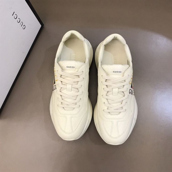 Gucci Rhyton Ivory Leather Trainers Top View Pair Pair of Gucci Rhyton Ivory Leather Trainers viewed from above