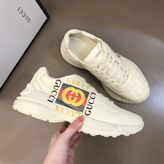Gucci Rhyton Ivory Leather Trainer Top View Overhead angle of Gucci Rhyton Ivory Leather Trainer