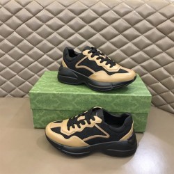 Gucci Rhyton Monogram Canvas And Leather Trainers Brown Black Gucci Rhyton Monogram Canvas And Leather Trainers Brown Black