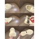 Gucci Mouth Print Trainer Multi-Angle Details in off white Grid collage detailing upper toe, tongue logo, heel branding, and sole in off white