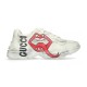 Gucci Rhyton Trainers With Mouth Print Side View in off white Gucci Rhyton Trainers With Mouth Print In Off White lateral side view