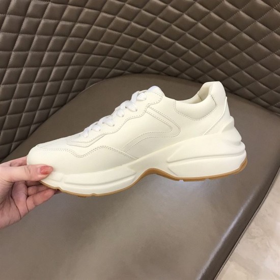 Medial View of Gucci Rhyton White Leather Trainer Plain medial side view of Gucci Rhyton White Leather Trainer