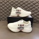 Pair of Gucci Rhyton Worldwide Flag Printed White Leather Trainers Pair of Gucci Rhyton Worldwide Flag Printed White Leather Trainers beside box