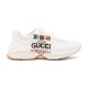 Gucci Rhyton Worldwide Flag Printed White Leather Trainer Profile View Gucci Rhyton Worldwide Flag Printed White Leather Trainer profile view