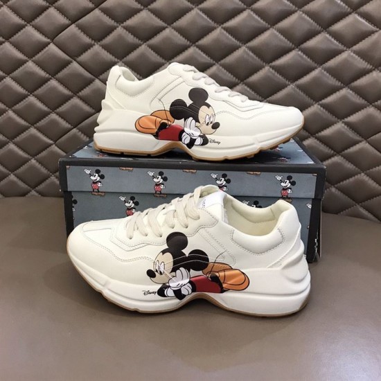 Gucci x Disney Rhyton Ivory Trainers Pair with Box Pair of Gucci x Disney Rhyton ivory trainers with branded box