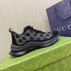 Gucci Run Crystal Embellished Mesh Trainers In Black Gucci Run Crystal Embellished Mesh Trainers In Black