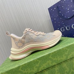 Gucci Run Crystal Monogram Beige Mesh Trainers Gucci Run Crystal Monogram Beige Mesh Trainers