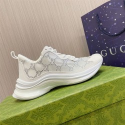 Gucci Run Gg Crystal Embellished White Mesh Trainers Gucci Run Gg Crystal Embellished White Mesh Trainers