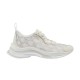 Gucci Run GG Crystal White Trainers Lateral Profile Full lateral side view of Gucci Run GG crystal embellished white mesh trainer on plain background
