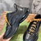 Gucci Black Leather Trainers Medial View Medial side view of Gucci Black Leather Trainer featuring perforated side panel