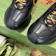 Gucci Black Leather Trainers Toe Cap Detail Close-up of toe box and stitched panel detailing on Gucci Black Leather Trainers