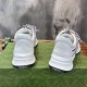 Gucci Run Leather Side-Stripe Trainers Off White rear heel view showing embossed heel panel and branding in off white and red
