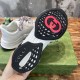 Gucci Run Leather Side-Stripe Trainers Off White bottom outsole showing black tread and red logo motif