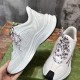 Gucci Run Leather Side-Stripe Trainers Off White medial view displaying perforated leather side panel in off white and red
