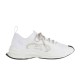White Gucci Run Knit Low Top Trainer Side View Side profile view of white Gucci Run knit low top trainer against a white background
