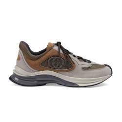 Gucci Run Trainers Light Grey Suede Mesh Panel