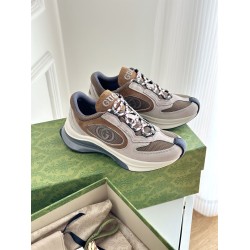 Gucci Run Trainers Light Grey Suede Mesh Panel Gucci Run Trainers Light Grey Suede Mesh Panel
