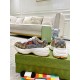 Gucci Rhyton Multicolour Trainers Heel View in multicolour and white Rear angle view of Gucci Rhyton GG Multicolour Trainers showing white sculpted heel unit
