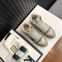 Gucci Screener High Top Trainers Beige Web Stripe Leather Gucci Screener High Top Trainers Beige Web Stripe Leather