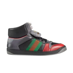 Gucci Screener Gg High Top Trainers In Grey And Black