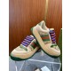 Gucci Screener GG Monogram Beige And Green Trainers Pair Pair of Gucci Screener beige and green GG monogram trainers displayed together