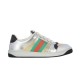 Gucci Screener Metallic Silver Gold Web Stripe Leather Trainers Profile Gucci Screener Metallic Silver Gold Web Stripe Leather Trainers side view