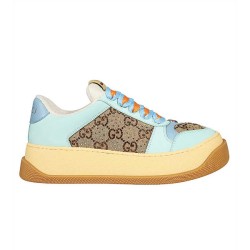 Gucci Screener Monogram Platform Trainers In Light Blue