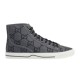 Gucci Tennis 1977 High-Top Trainer Single Profile in grey Lateral side view of single Gucci Tennis 1977 high-top trainer in grey