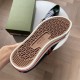 Underside view of Gucci Tennis 1977 Low Top Blue Leather Trainer patterned tread sole