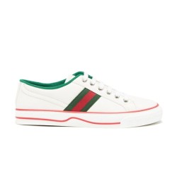 Gucci Tennis White Leather Web Stripe Trainers