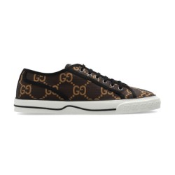 Gucci Tennis Brown Monogram Canvas Low Top Trainers Dark