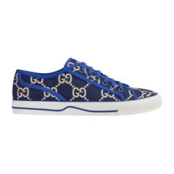 Gucci Tennis Blue Monogram Canvas Low Top Trainers