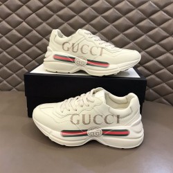 Gucci Rhyton Printed Ivory Leather Chunky Trainers Gucci Rhyton Printed Ivory Leather Chunky Trainers