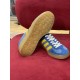 Gucci Gazelle Gum Rubber Sole Pattern in blue and yellow Underside view showing pattern on gum rubber sole in blue and yellow
