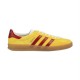Gucci Yellow And Red Velvet Gazelle Low Top Trainers profile view