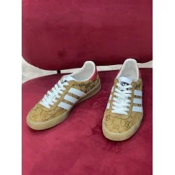Gucci Adidas Gazelle Monogram Canvas Low Top Trainers Gold Gucci Adidas Gazelle Monogram Canvas Low Top Trainers Gold