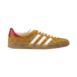 Gucci Adidas Gazelle Monogram Canvas Low Top Trainers Gold