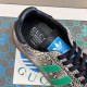 Gucci Snakeskin Pattern Low Top Trainers Grey Green Collar Detail Close-up view of Gucci Snakeskin Pattern Low Top Trainers Grey Green tongue and collar