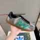 Gucci Snakeskin Pattern Low Top Trainers Grey Green Handheld Hand holding Gucci Snakeskin Pattern Low Top Trainers Grey Green