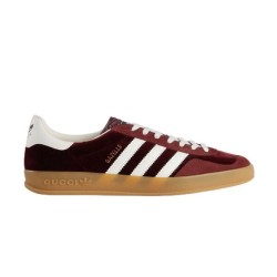 Gucci Gazelle Maroon Velvet Suede Trainers Gum Sole
