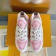 L Archlight pink mesh trainers front view showing toe box and lacing detail in pink and white