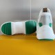 Heel and Sole View of L Archlight Green and White Trainers Rear view showing heel pull tab and green tread outsole pattern in green and white