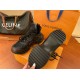 L Archlight Chunky Monogram Trainers In Black And Brown Sole View Underside tread pattern shown alongside the L Archlight trainers in black and brown