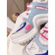 Toe and lace detail of L Archlight Chunky Trainers in blue, pink, and white Close-up of the toe and lacing of L Archlight Chunky Trainers in blue, pink, and white