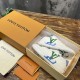 L Charlie Low Top Leather Trainers in white, blue and green inside the branded box L Charlie Low Top Leather Trainers in white, blue and green inside the branded box