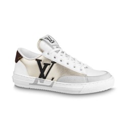 L Charlie Sneaker Low Top White Gold Lace Up Trainers